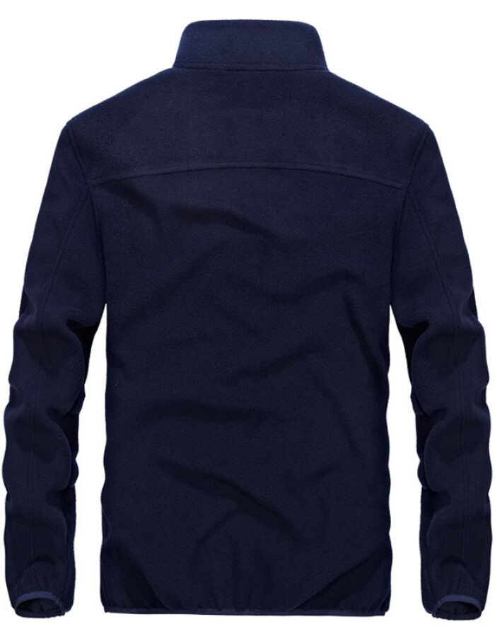 戰(zhàn)地吉普AFS JEEP 男款戶外抓絨衣 2017秋季新款立領(lǐng)開衫衛(wèi)衣大碼搖粒絨外套男 黑藍(lán)色 4XL建議體重205斤左右